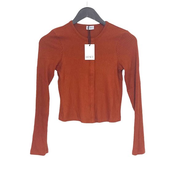 Leset Tops - Leset Alex Long Sleeve Snap Down Top LT0404 Rust